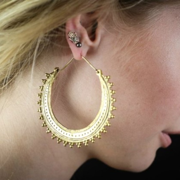 Jewelry - Festival / Tribal / Boho Brass Hoop Earrings